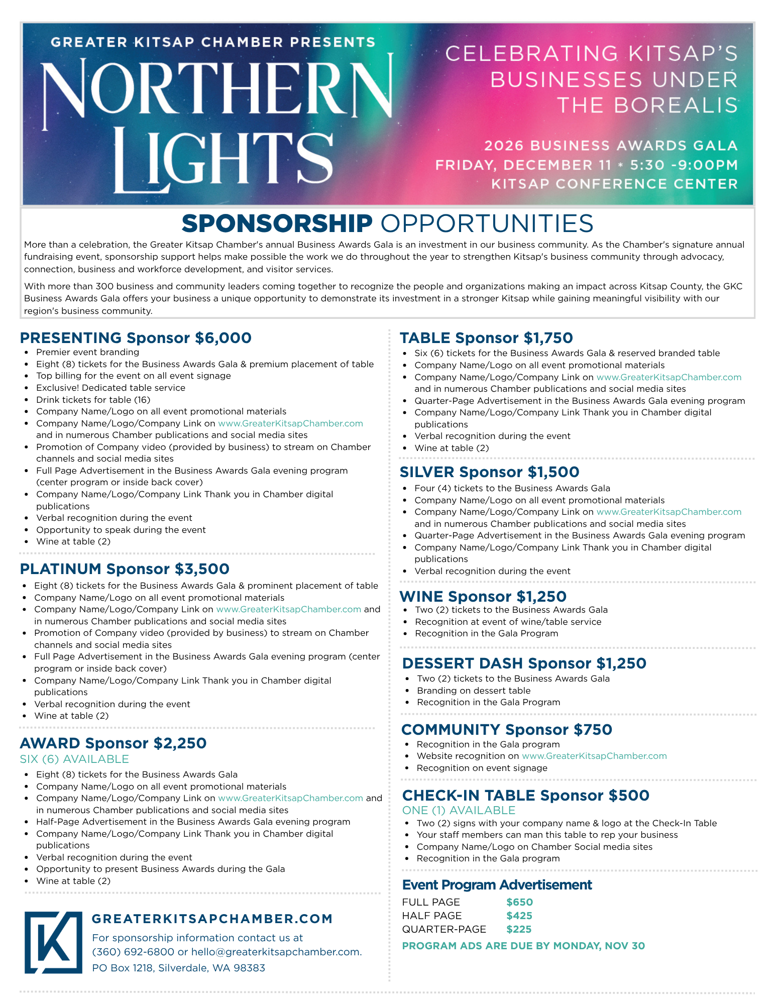 Sponsorship Form Business Awards Gala 2026 Business Gala Sponsorship Opportunities